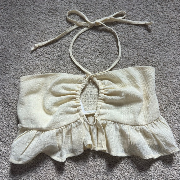 Yellow Pacsun Cross Halter Tie Top - Picture 1 of 3